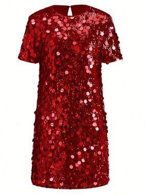 Ellevyn Red Sequin Party Dress - Size Small